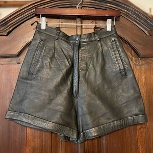 Genuine Black Leather Shorts
